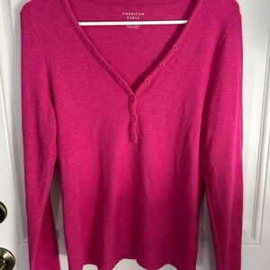 American Eagle Outfitters Fuchsia Long Sleeve Top